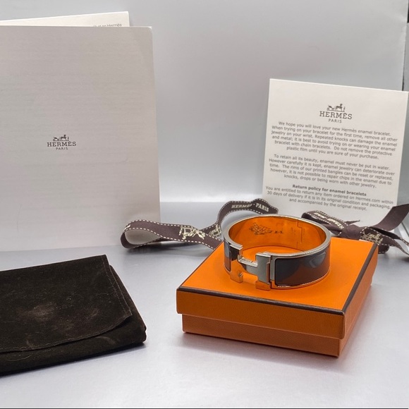 Hermes Clic Clac Grey Enamel PM Bracelet